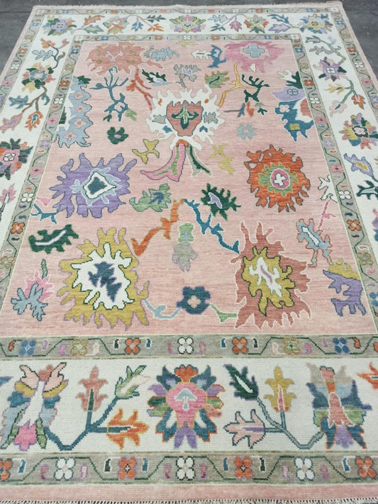 Milagro Flash Sale No. 086 — Peach field with multicolor floral motifs and an ivory border